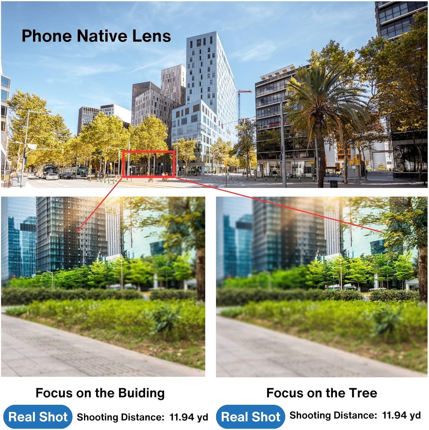 28x Telephoto Magnification HD Phone Camera Lens 5 in 1 Kit for iPhone and Android with Tripod + Telephone Lens + Lens Cover + Clips, Support Hand-held, Eye View, Spot Shooting, 4K HD Telephoto - Image 4