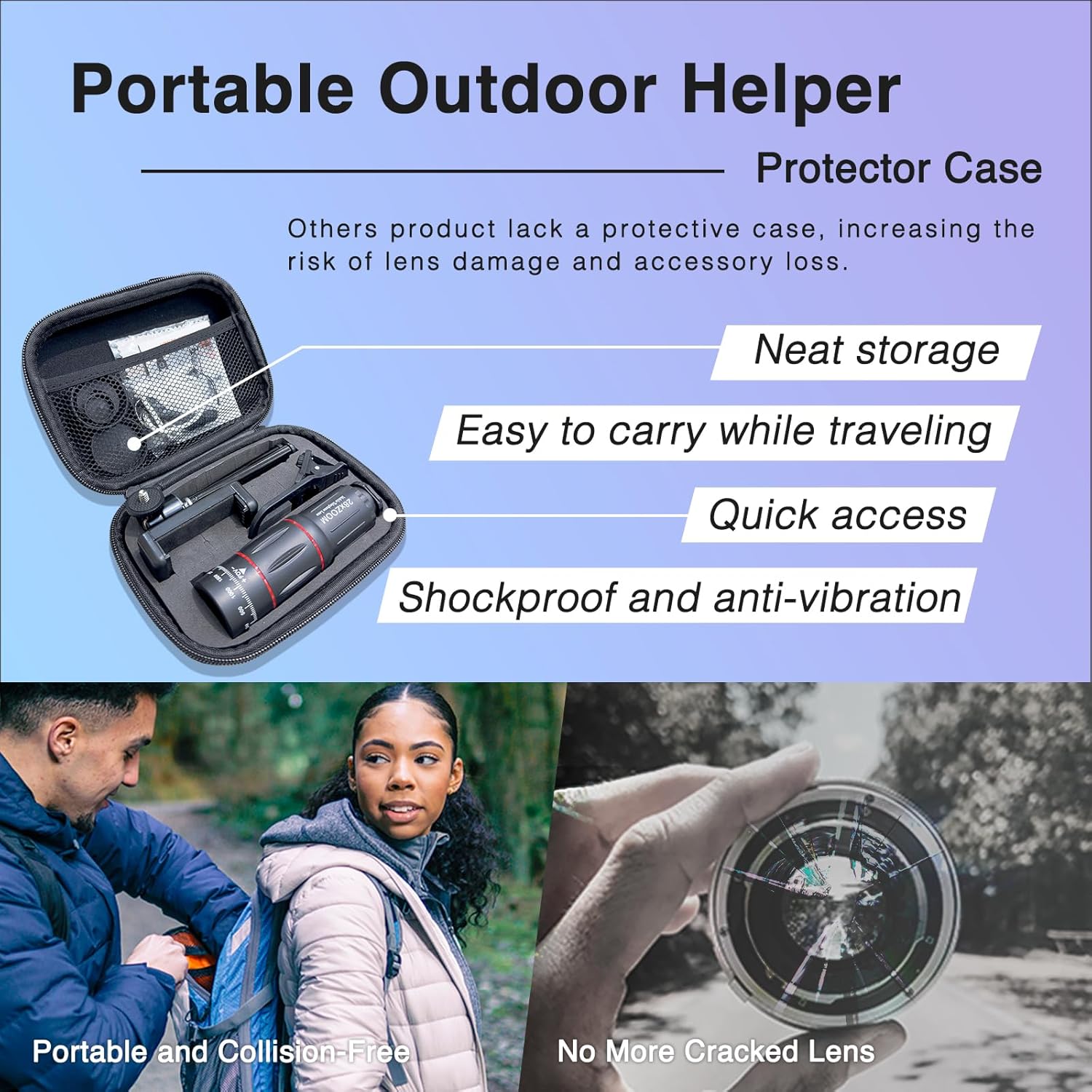 28x Telephoto Magnification HD Phone Camera Lens 5 in 1 Kit for iPhone and Android with Tripod + Telephone Lens + Lens Cover + Clips, Support Hand-held, Eye View, Spot Shooting, 4K HD Telephoto - Image 5